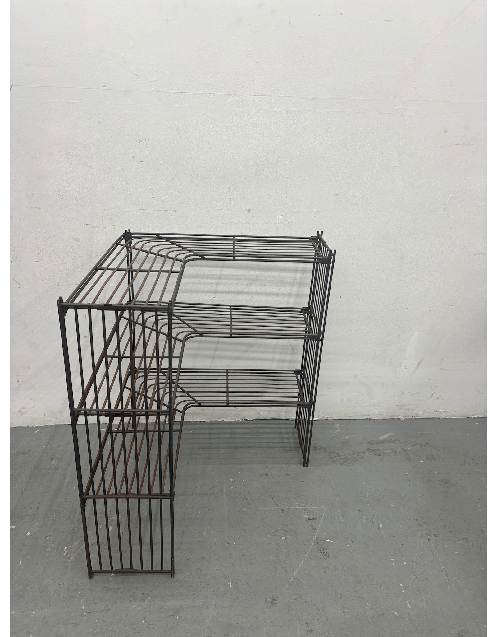 70s Iron Corner Shelving Unit