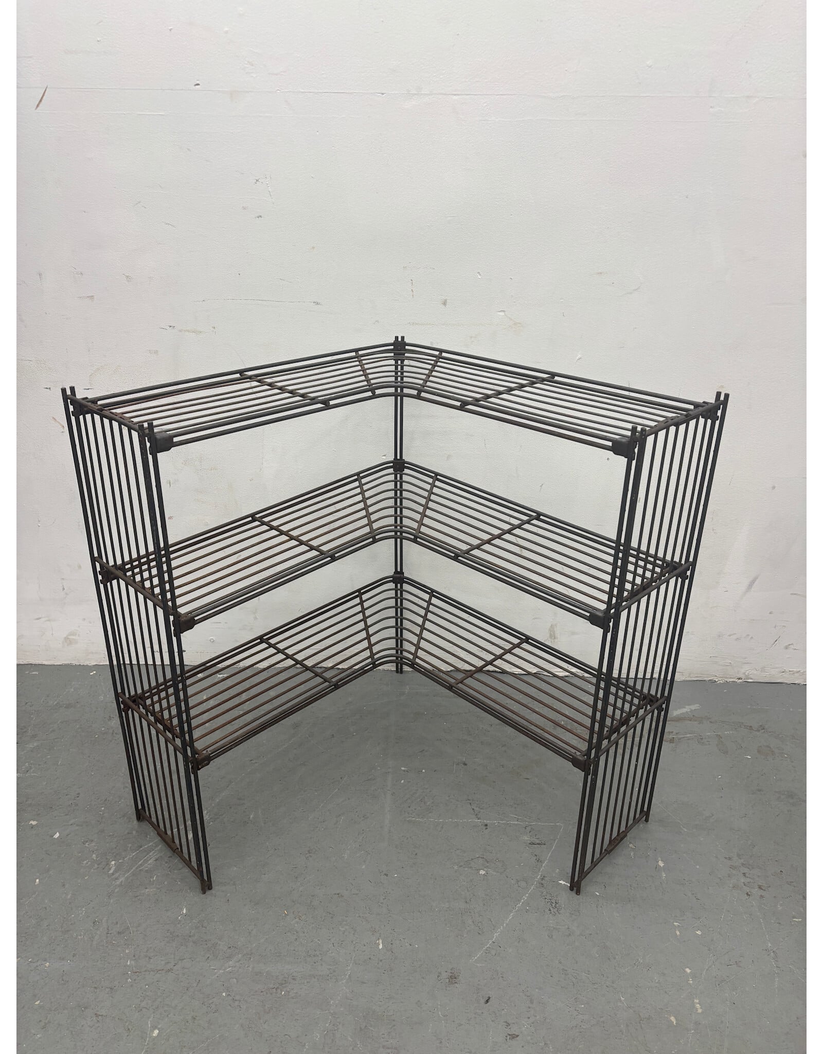 70s Iron Corner Shelving Unit