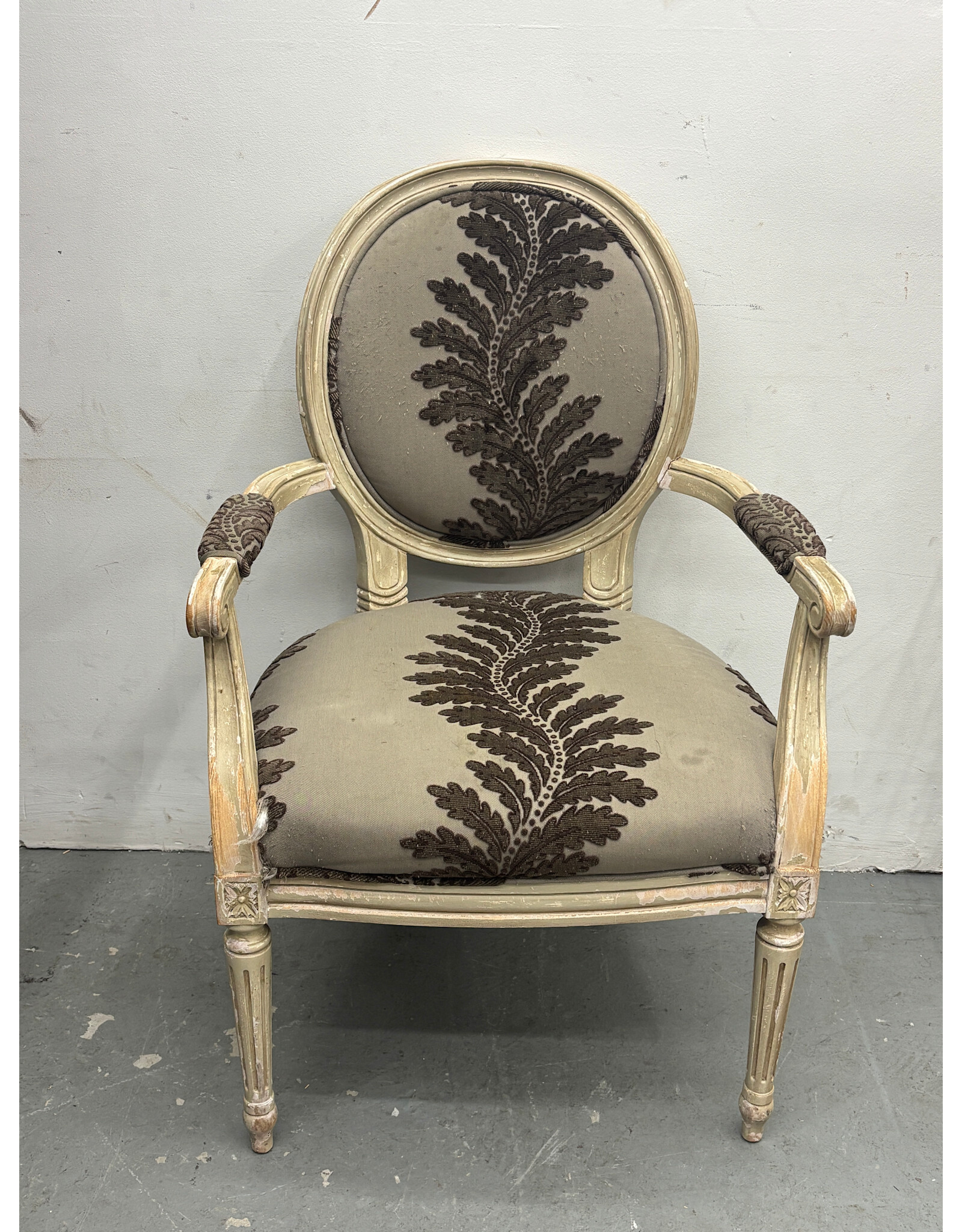 Upholstered Fern Louis XIV Chair