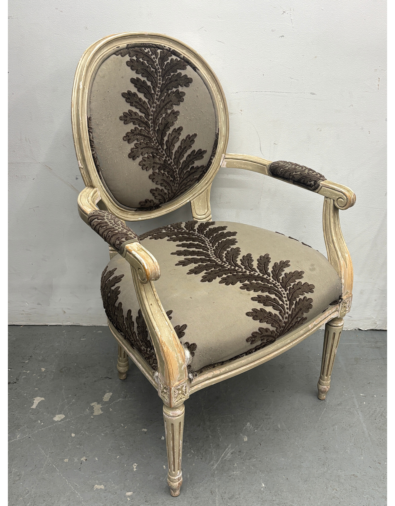 Upholstered Fern Louis XIV Chair