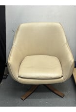 Cream Leather MCM Style Swivel Chair