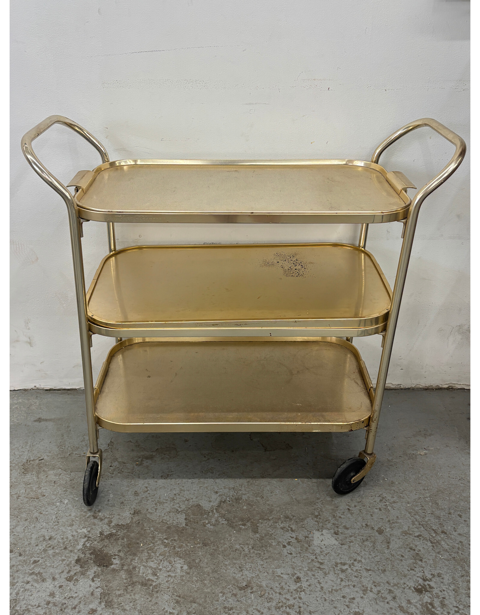 Vintage Rolling Cart with Lift Up Tray Top