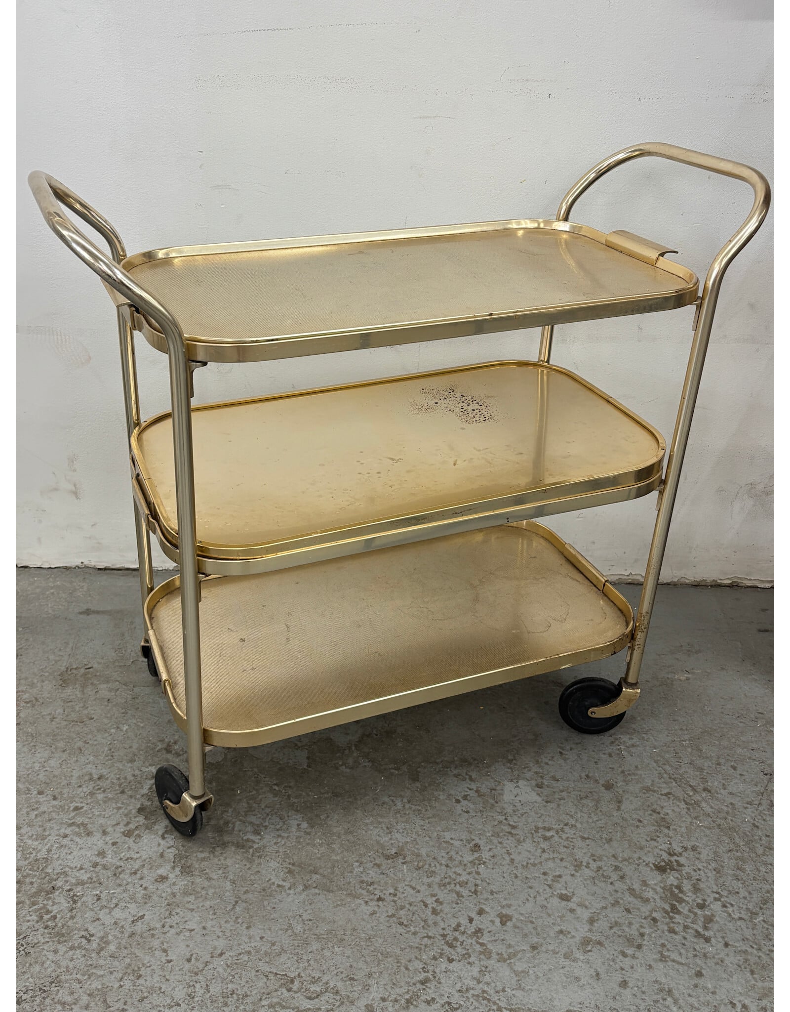 Vintage Rolling Cart with Lift Up Tray Top