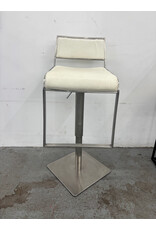 White Leather and Chrome Barstool