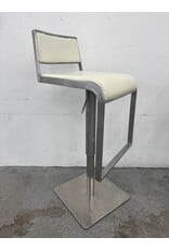 White Leather and Chrome Barstool