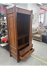 Vintage Tortoise Bamboo Mirrored Armoire