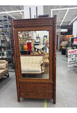 Vintage Tortoise Bamboo Mirrored Armoire