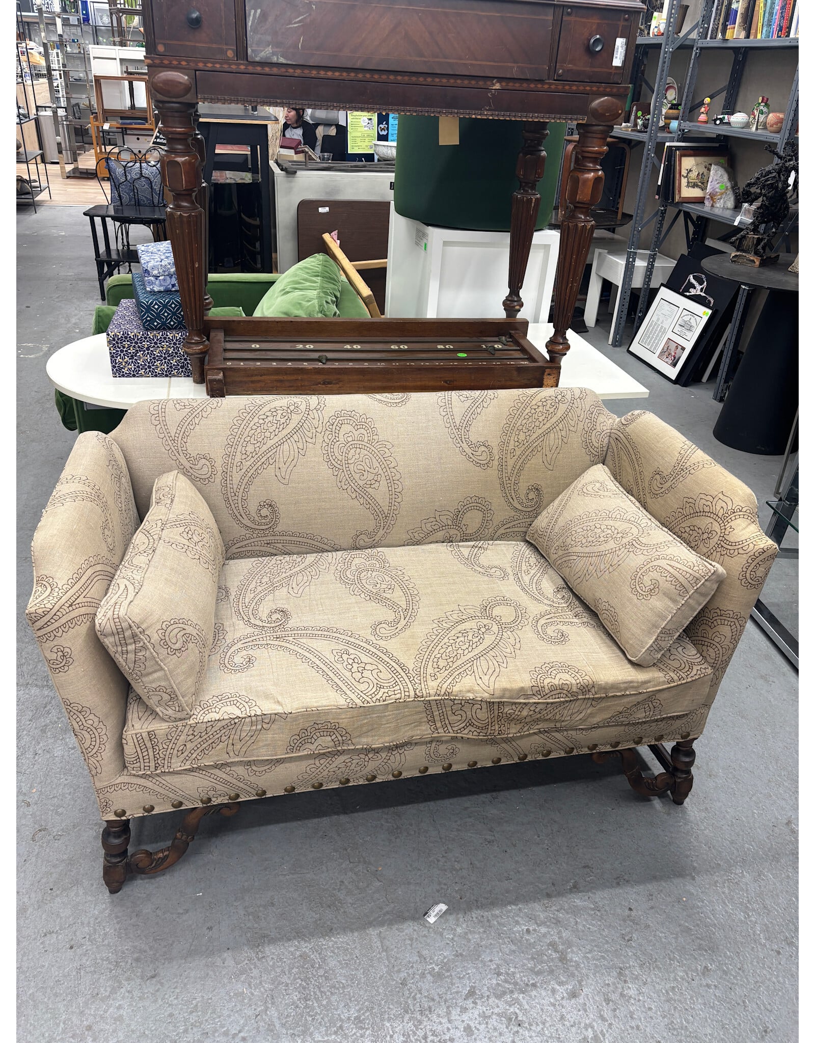 Beige Paisley Loveseat