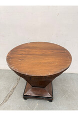 Wooden Art Deco Table with Geometric Base