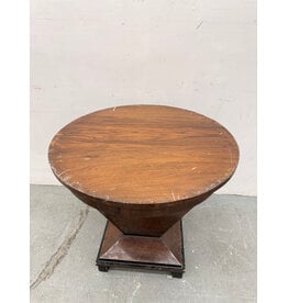 Wooden Art Deco Table with Geometric Base