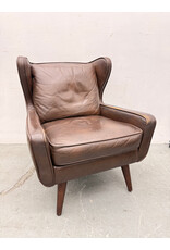 Brown Leather Wingback Lounge Chair