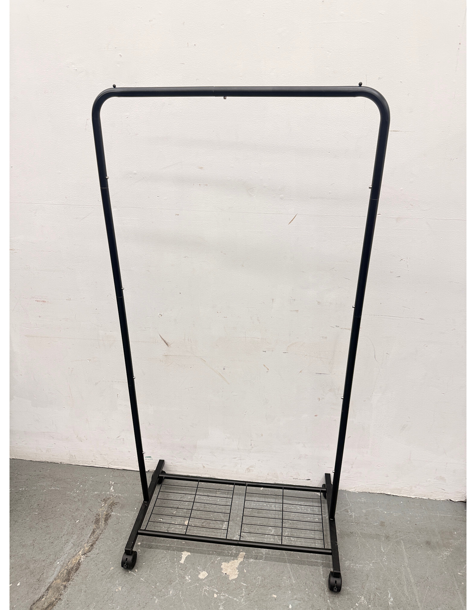 Black Metal Clothing Rack with Shoe Storage