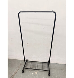 Black Metal Clothing Rack with Shoe Storage