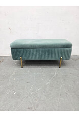Teal Velvet Upholstered Storage Bench