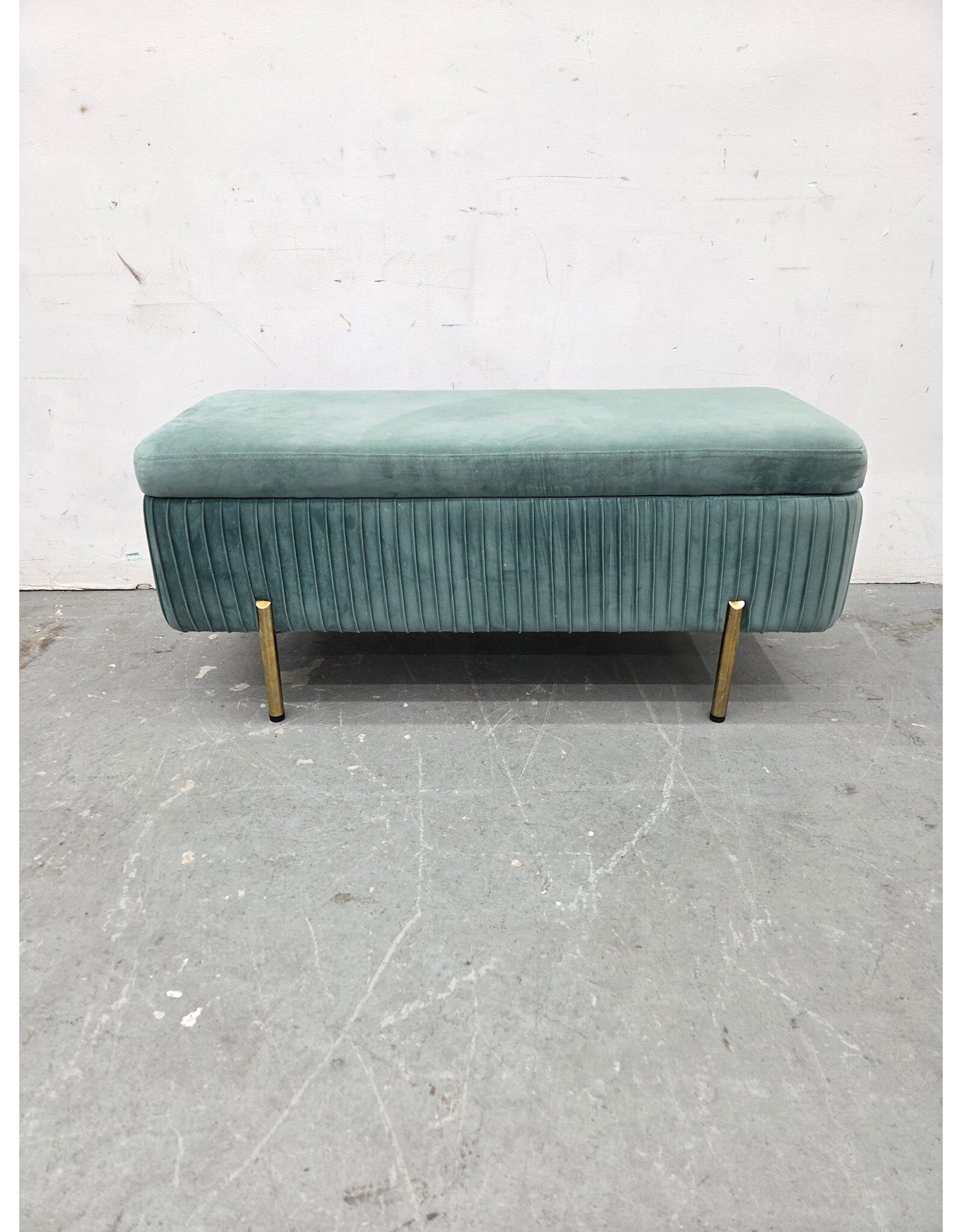 Teal Velvet Upholstered Storage Bench