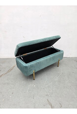 Teal Velvet Upholstered Storage Bench