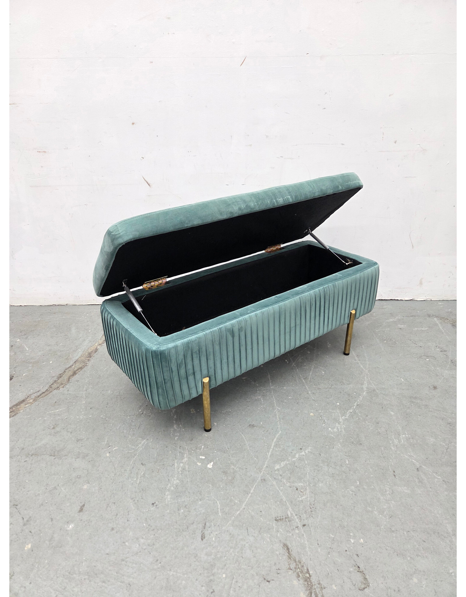Teal Velvet Upholstered Storage Bench