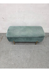 Teal Velvet Upholstered Storage Bench