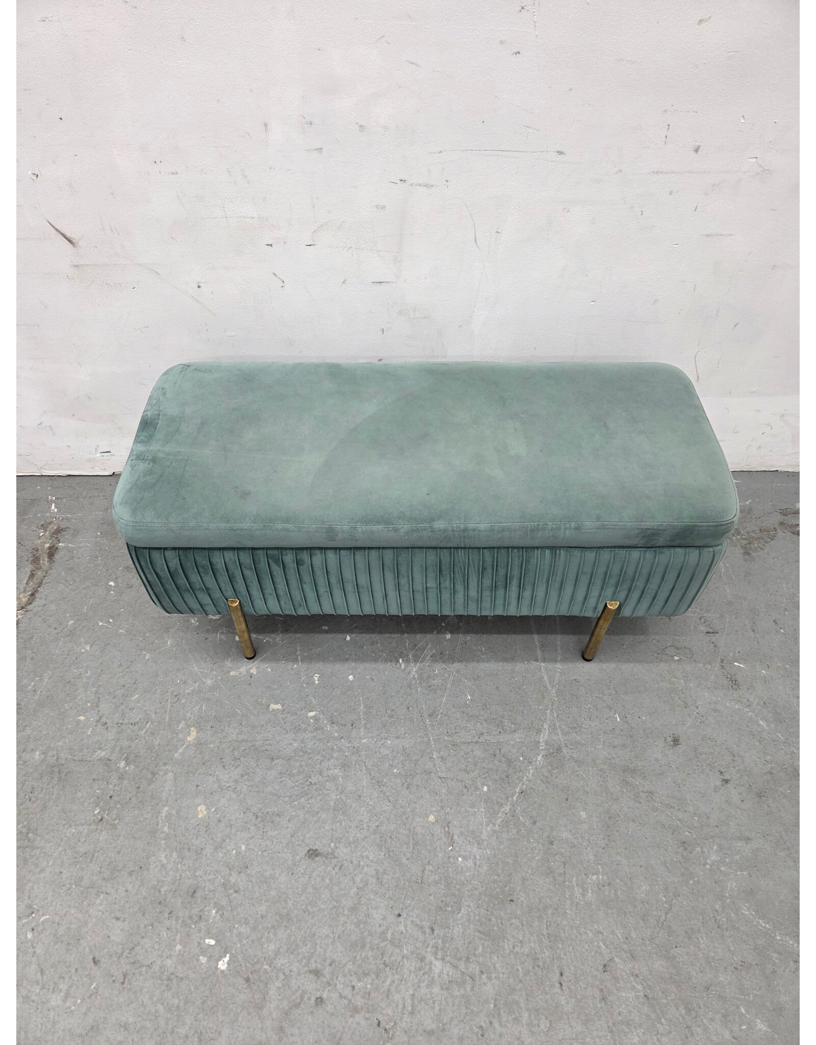 Teal Velvet Upholstered Storage Bench