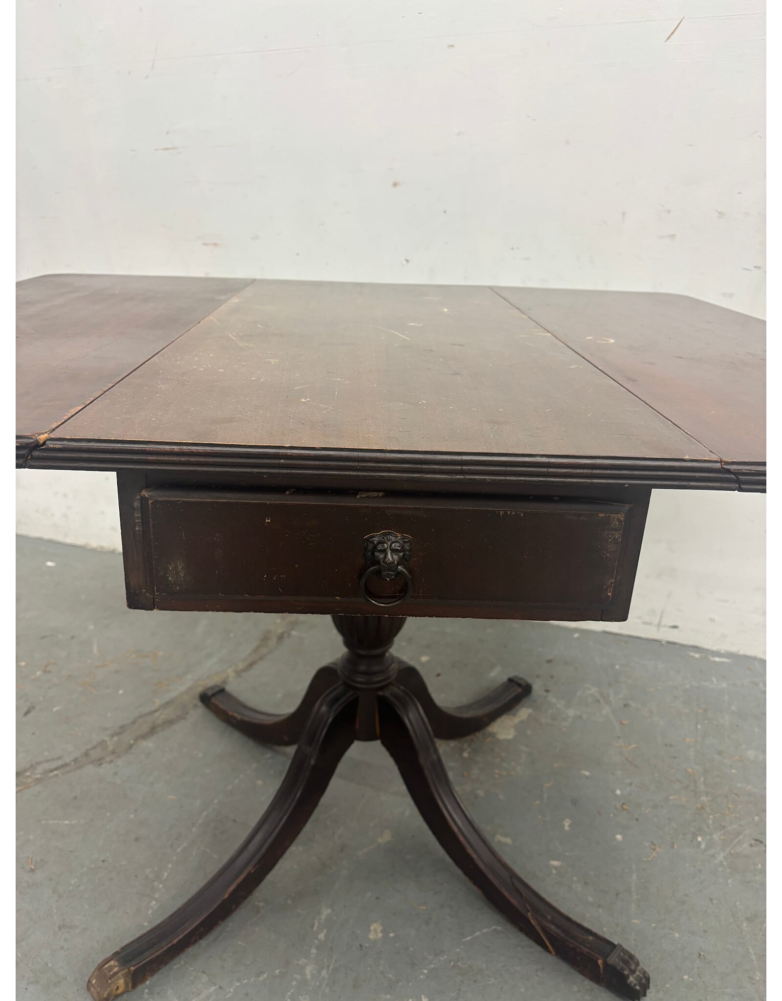 Antique Drop Leaf Table with Lion Head Pull