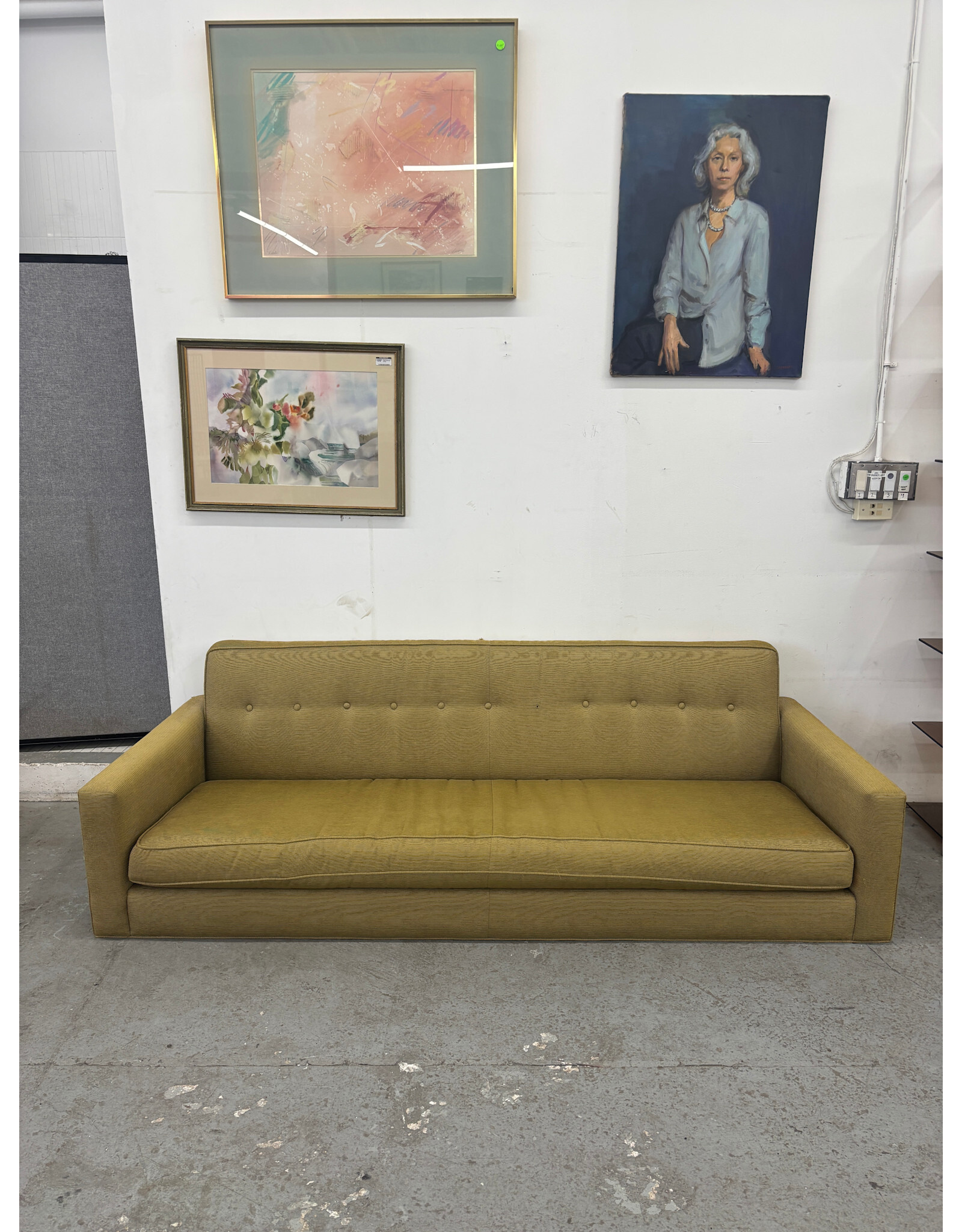 Who Do You Think Gave You the Legs? Green Modern Upholstered Couch