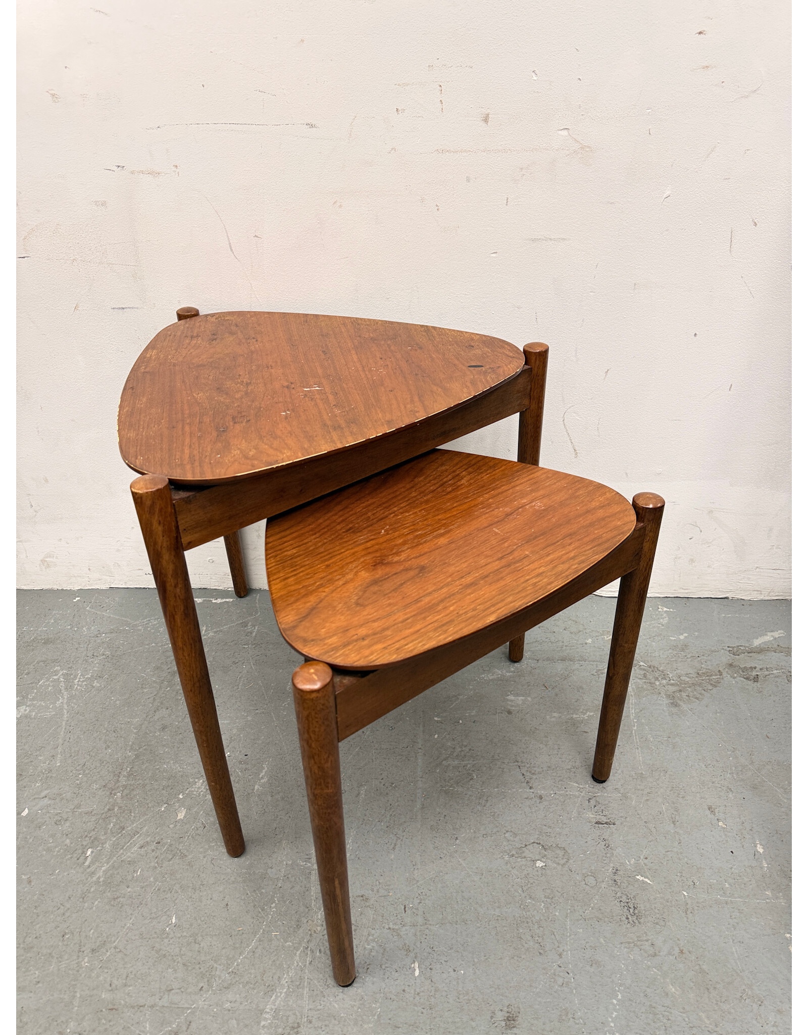 West Elm Retro Tripod Triangular Nesting Side Table Set