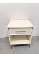 West Elm White Side Table with Chrome Accents