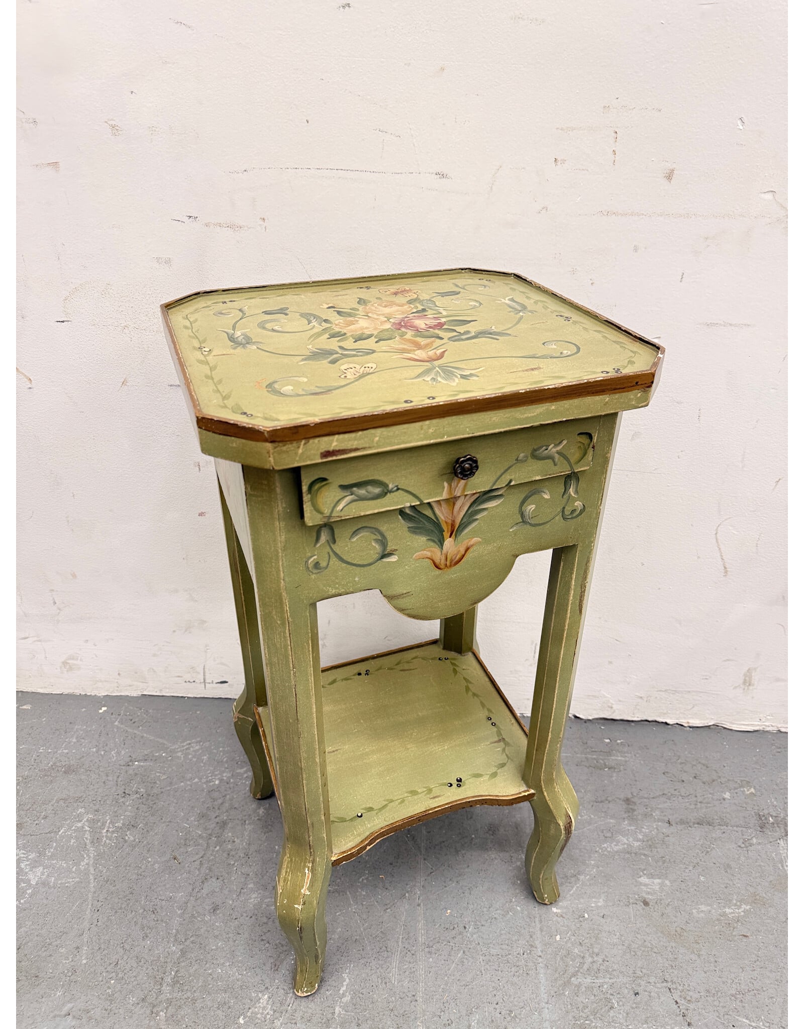 Papillons Vintage French Painted Side Table
