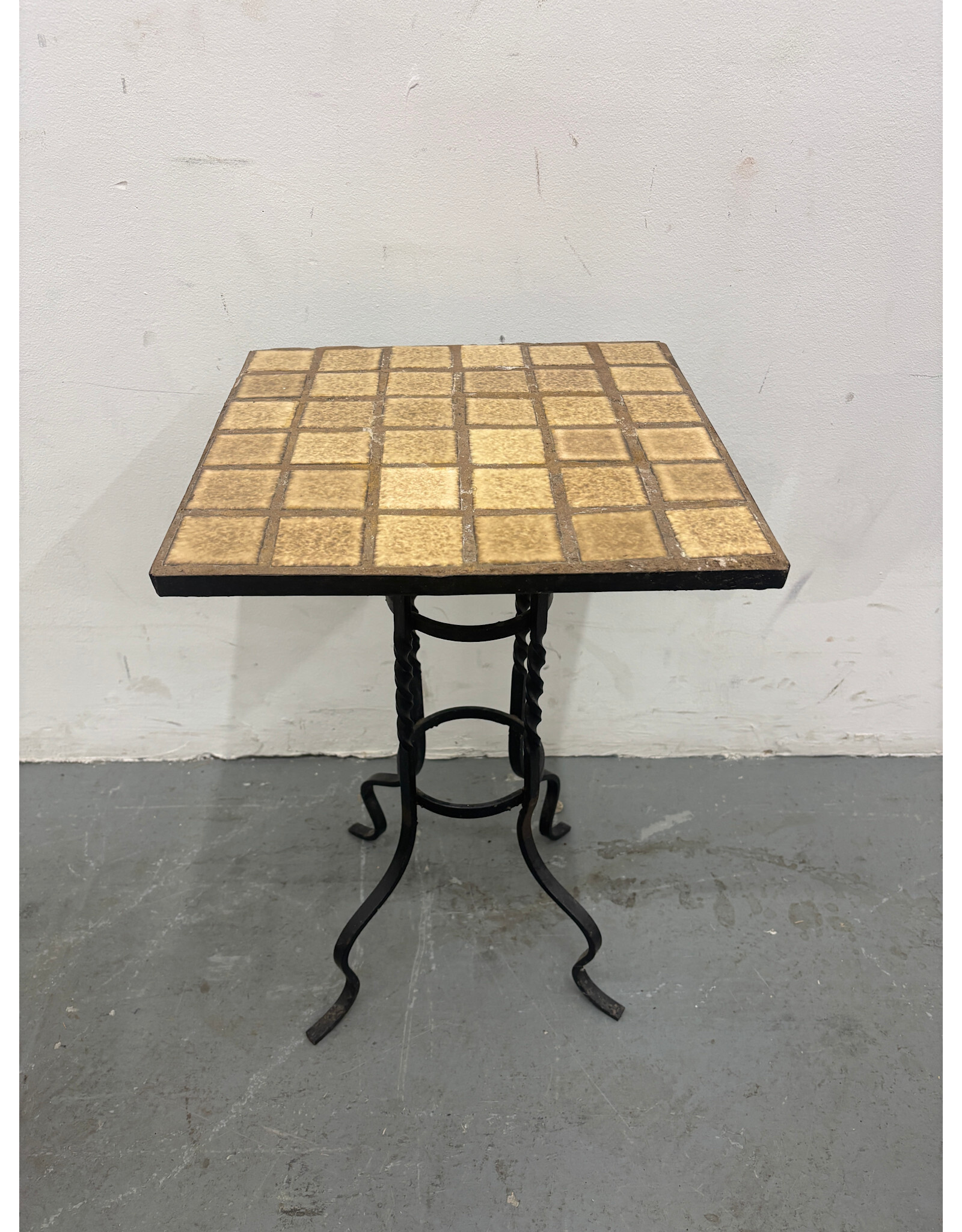 Ceramic Top with Dark Wrought Iron Side Table