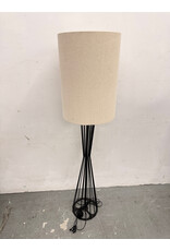 MCM Style Black Metal Floor Lamp with Cylinder Lampshade