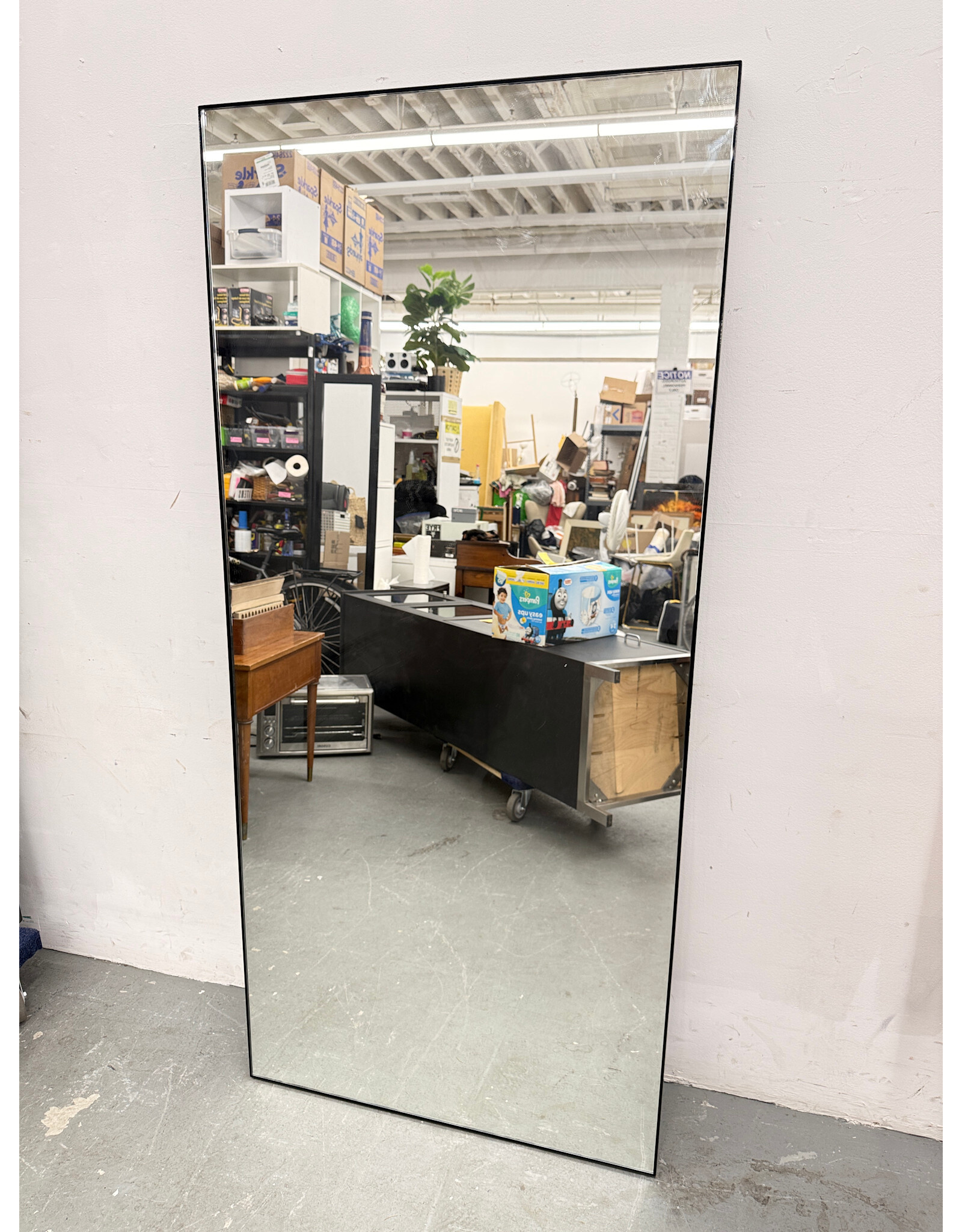 Modern Floor Mirror with Black Frame