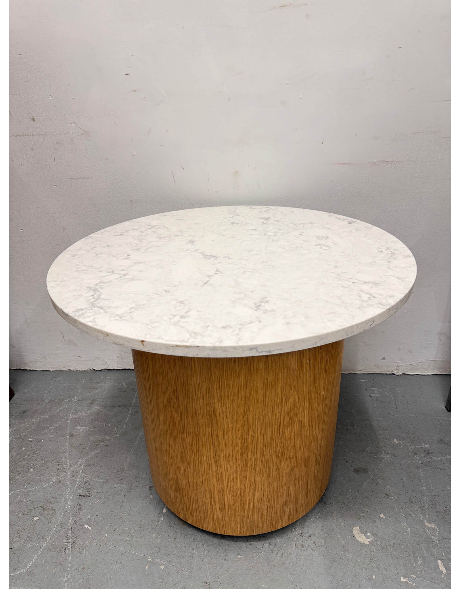 Marble and Oak Side Table