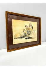 Siamese Cat and Kitten, framed mixed media, sgnd B. Perkins