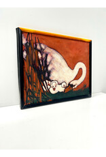 Swan with Cygnets, framed oil on canvas