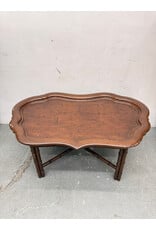 Vintage Wooden Shield Shape with Faux Bamboo Base Coffee Table