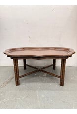Vintage Wooden Shield Shape with Faux Bamboo Base Coffee Table