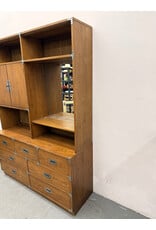 Bernhardt English Campaign Style 5-Drawer Shelf Unit with Cabinet and Vanity