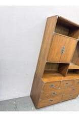 Bernhardt English Campaign Style 5-Drawer Shelf Unit with Cabinet and Vanity