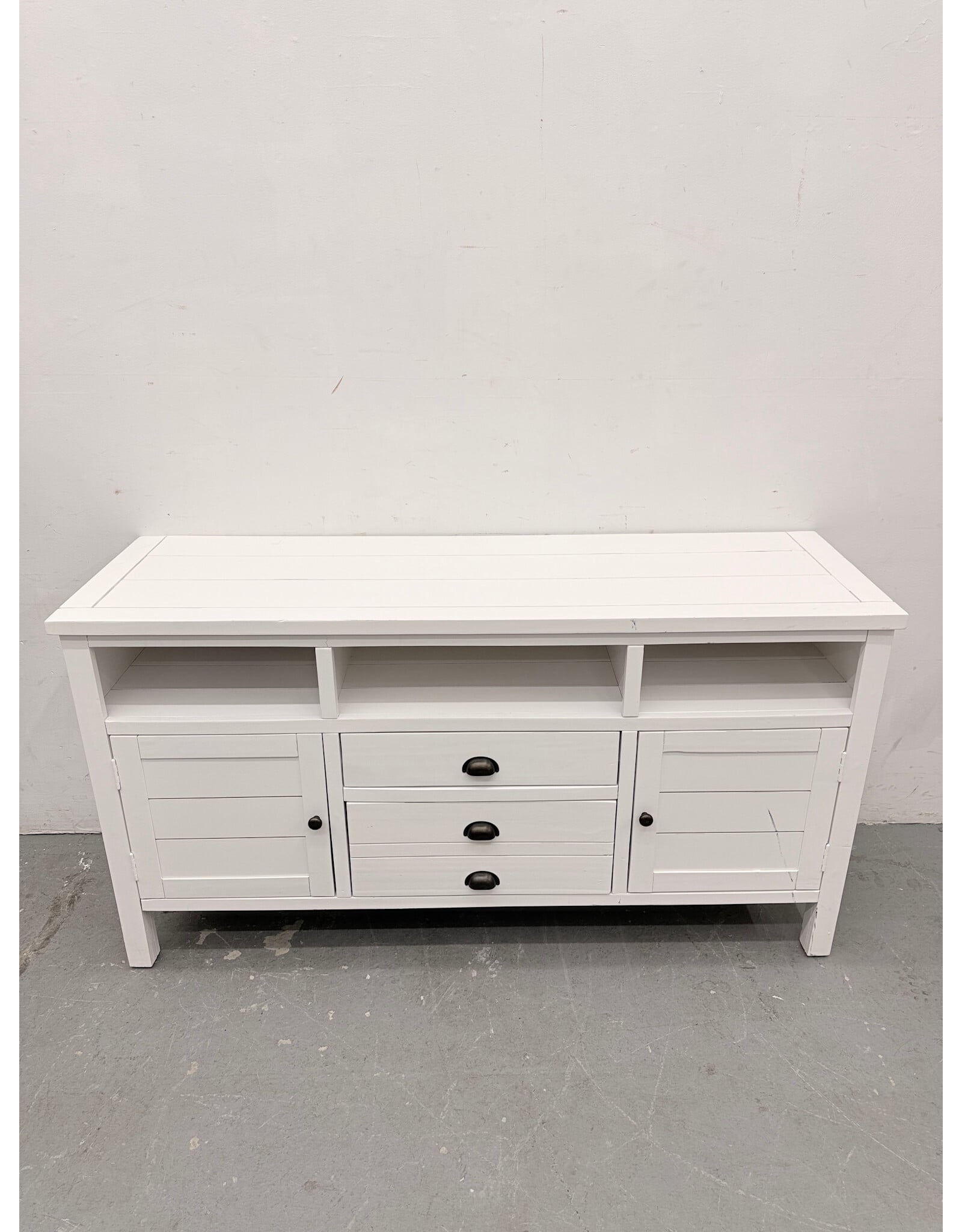 Modern White Rustic Media Console