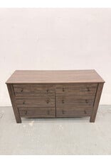 Modern Brown Faux Wood 6-Drawer Dresser