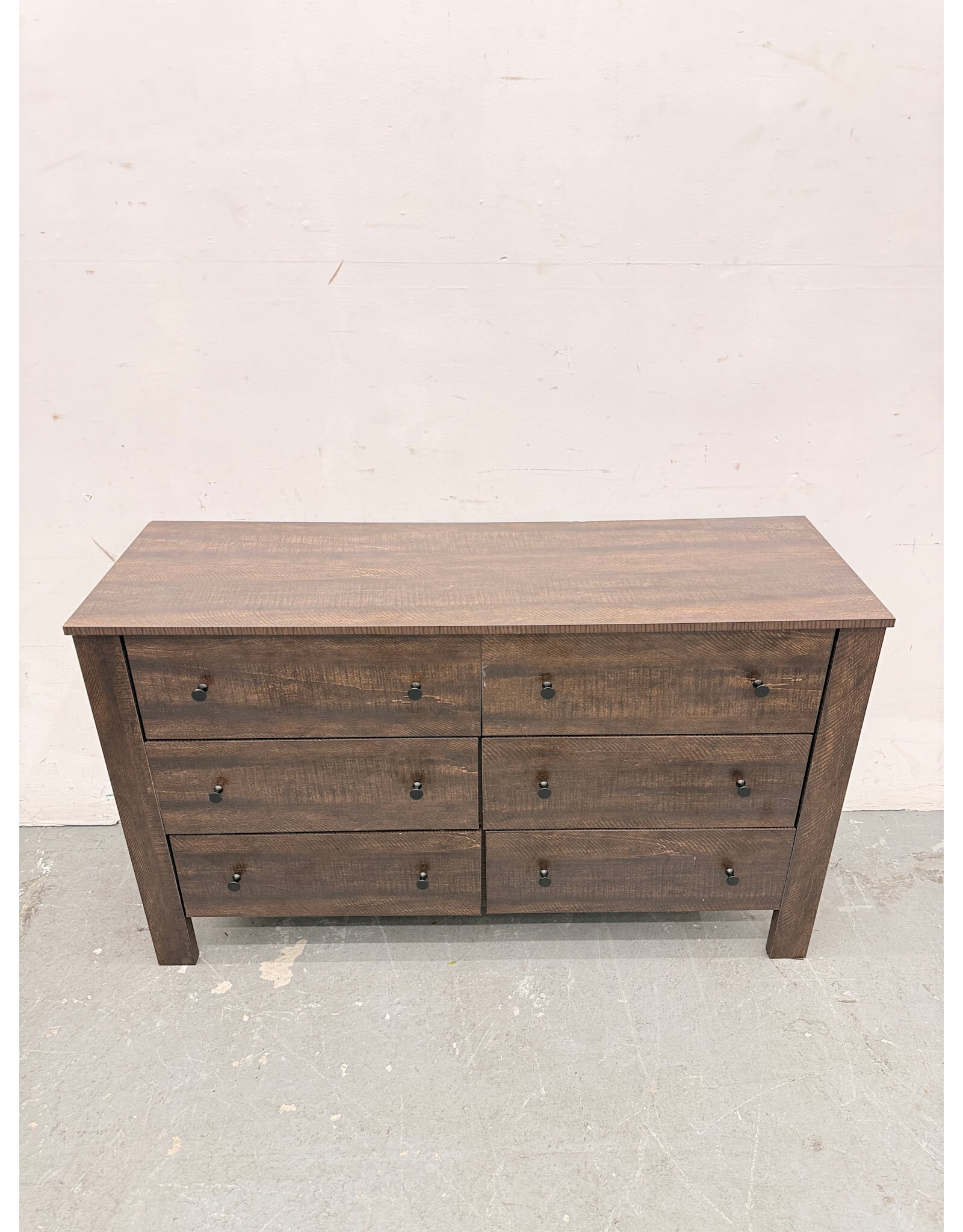 Modern Brown Faux Wood 6-Drawer Dresser