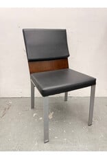Leather-Look, Wood and Metal Modern Side Chair