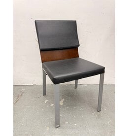 Leather-Look, Wood and Metal Modern Side Chair