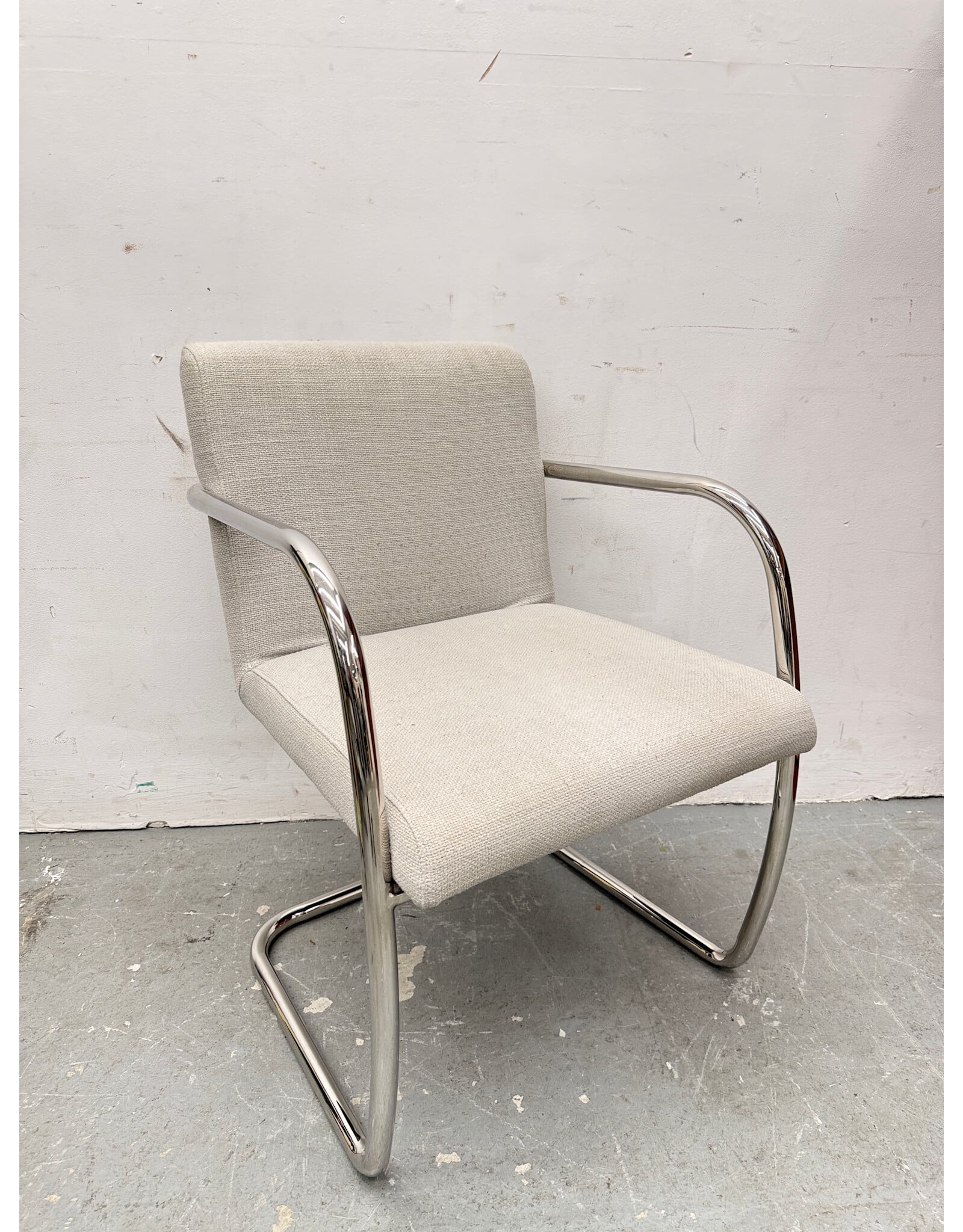 Van Der Rohe Style Cloth and Chrome Cantilever Chair