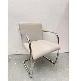 Van Der Rohe Style Cloth and Chrome Cantilever Chair