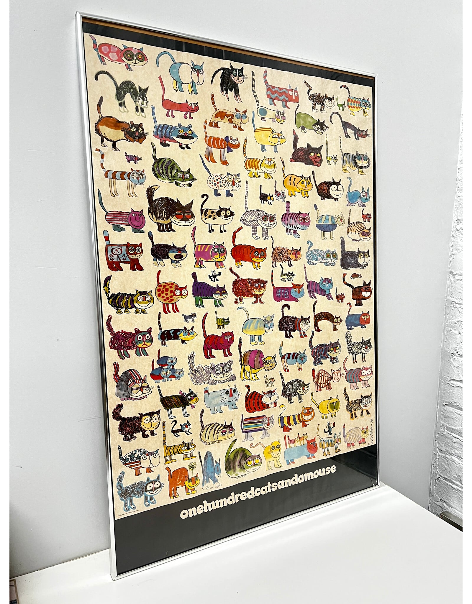 one hundred cats and a mouse, framed poster