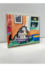Bathtime Fitting from Kliban's Cats, framed print