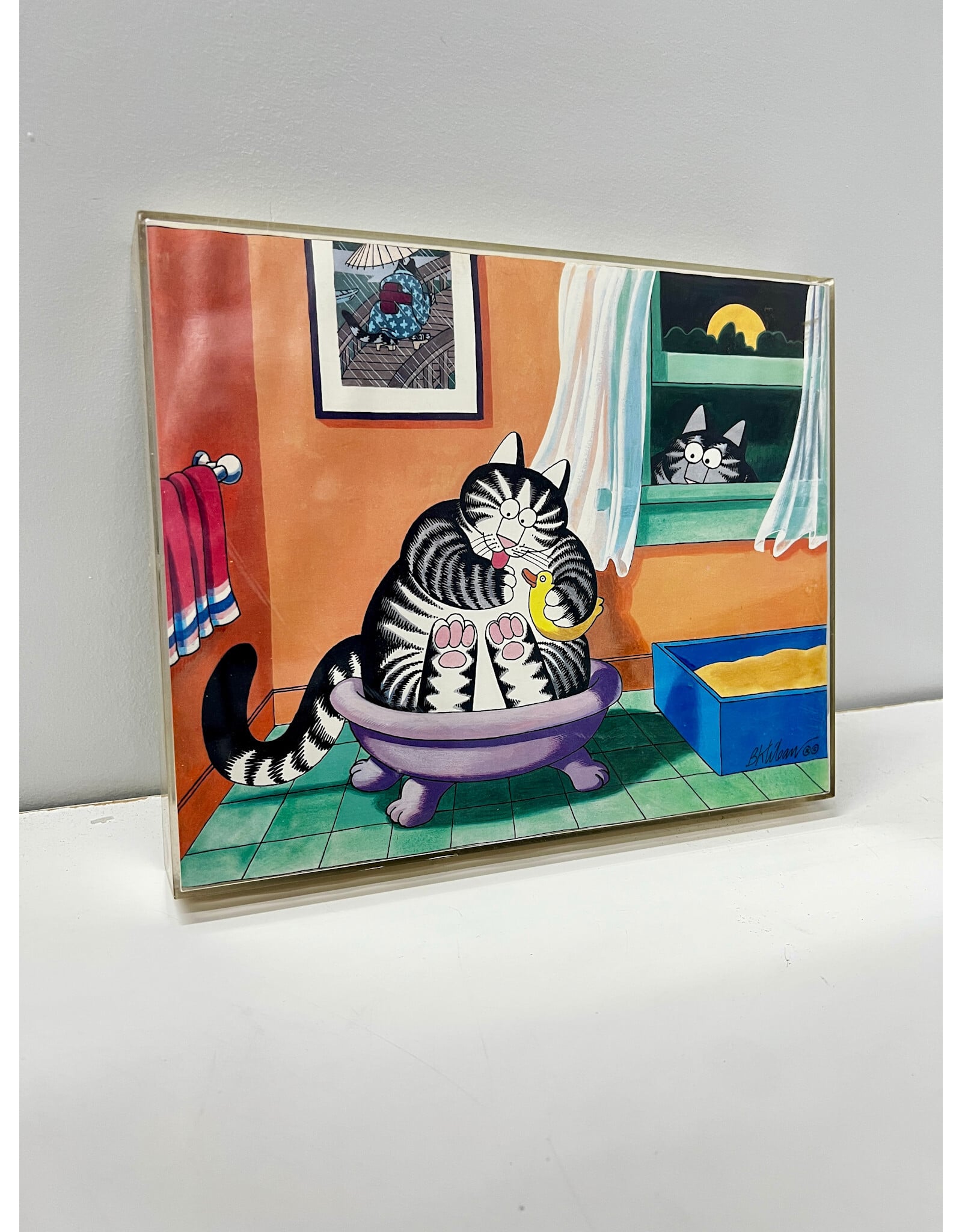 Bathtime Fitting from Kliban's Cats, framed print