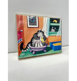 Bathtime Fitting from Kliban's Cats, framed print
