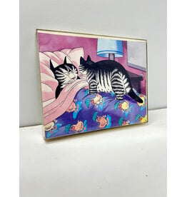 Cat in the Bed from Kliban's Cats, framed print
